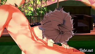 Fate Yaoi - Shirou & Sieg Having Sex in a Onsen. Blowjob and Bareback Anal with creampie and cums in his mouth 1/2