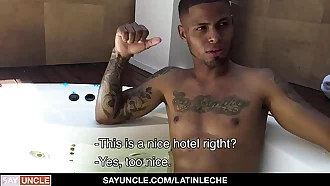 Sexy Chocolate Macho Man (Marcus) Seduced In A Hotel Room - Latin Leche